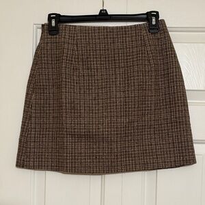 RIHOAS Brown Checkered Mini Skirt